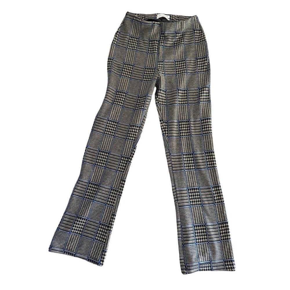Urban Outfitters Houndstooth Plaid Straight Leg Pants Women's Small Gray Blue
